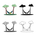 Vector design of tree and hammock symbol. Set of tree and summer vector icon for stock.