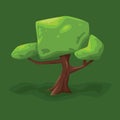 Vector illustration of a tree with a large crown on a green background Royalty Free Stock Photo