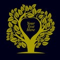 Vector illustration of tree with leaves and branches in the shape of heart with blank copy space. Love and motherhood idea image. Royalty Free Stock Photo