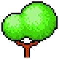 Vector illustration of tree pixel design. Tree and bush symbol of pixel game on white background