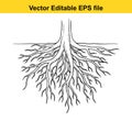 vector illustration of tree root system in editable eps format for design Royalty Free Stock Photo