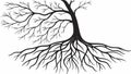 A tree with a large and complex root system vector design, vector design Generative AI Royalty Free Stock Photo