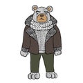 Vector illustration of a trendy bear guy. With elements zenart.