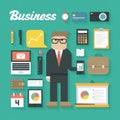 Vector illustration: Trendy Business Flat Icons Set Royalty Free Stock Photo