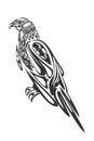 Illustration of a tribal totem animal, eagle, tattoo in black and white