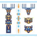 Vector illustration of tribal totem with the heads of animals