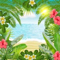 Tropic jungle forest background. Vector Royalty Free Stock Photo