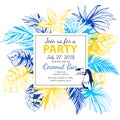 Vector illustration Tropical floral summer party poster invitation Royalty Free Stock Photo