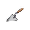 Vector illustration.Trowel tool for working with mortar on a construction site. Isolated on a white background