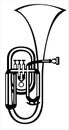 Vector illustration tuba alto horn on white