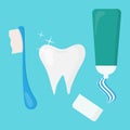 Vector illustration Tube of toothpaste and toothbrush for dental care