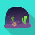 Vector illustration of tumbleweed and cactus icon. Set of tumbleweed and dry stock symbol for web.