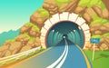 Vector illustration of tunnel, highway. Underground road.