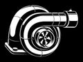 Vector illustration of black and white turbocharger.