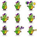 Vector illustration Turtle wearing mardi gras clothes. Royalty Free Stock Photo