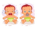 Vector illustration two baby in diapers Royalty Free Stock Photo