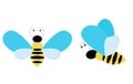 Vector illustration of two bees in different positions of the wings Royalty Free Stock Photo