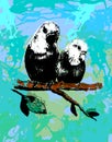 Vector illustration of two birds, parrots in eps Royalty Free Stock Photo