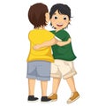 Vector Illustration of Two Boys Hugging Each Other