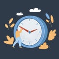 Vector illustration of Two businessman are trying to slow the time