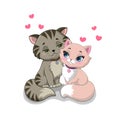 Vector illustration of two cats in love. Royalty Free Stock Photo