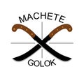 Vector illustration with a two crossed machetes on white. leaver or machete or golok is a traditional weapon. For poster