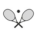 Vector illustration of two crossed tennis rackets. Isolated.