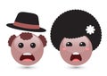 Vector illustration of two cute smiley brown emoticons on white