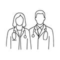 Continuous Line Drawing Two Doctors Vector Illustration Royalty Free Stock Photo