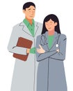 Vector illustration of two doctors (male and female)