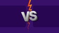 VS letters on ultraviolet background with lightning. Versus Vector Illustration