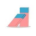 Vector illustration of two eraser blue and pink color. Flat image on white background Royalty Free Stock Photo