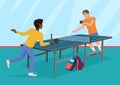 The vector illustration of two friends playing the table tennis. Royalty Free Stock Photo