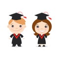 Vector illustration of two happy cute kids characters. Royalty Free Stock Photo