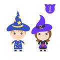 Vector illustration of two happy cute kids characters. Royalty Free Stock Photo