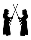 Vector illustration of two kendo fighters. Royalty Free Stock Photo