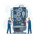 Industrial Machine Maintenance by Skilled Mechanics Royalty Free Stock Photo