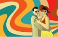 Vector illustration of two people dancing in retro outfit