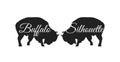 Two silhouettes buffalo