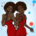 Vector illustration of a two singing woman