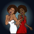 Vector illustration of a two singing woman