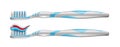 Vector illustration of two toothbrushes isolated on the white background. Oral care and teeth brushing. Royalty Free Stock Photo