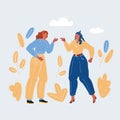 Vector illustration of two women fighting and pointing finger at each other. Conflict concept on white. Royalty Free Stock Photo