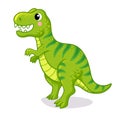 Vector illustration with tyrannosaurus rex isolated. Green dinosaur allosaurus in cartoon style Royalty Free Stock Photo