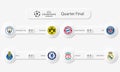 Vector illustration of UEFA Champions League, Quarter Final Stage, Season 2020-2021. Neomorphism style. For editorial use