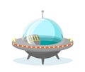 Vector illustration of Ufo spaceship icon on white background in flat design.