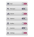Set of ON OFF switch buttons and rollovers. Navigation menu Royalty Free Stock Photo