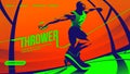 Vector illustration for ui or a landing page of the throwing the discus sport feature the male athlete is concentrating the