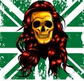 vector illustration of UK flag with skull. digital draw