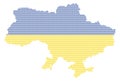 Vector illustration of Ukraine map outline with a circles in the colors of the Ukrainian flag. patriotism Royalty Free Stock Photo